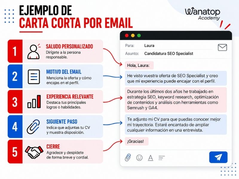 Ejemplo de carta de presentación corta para enviar por mail. 